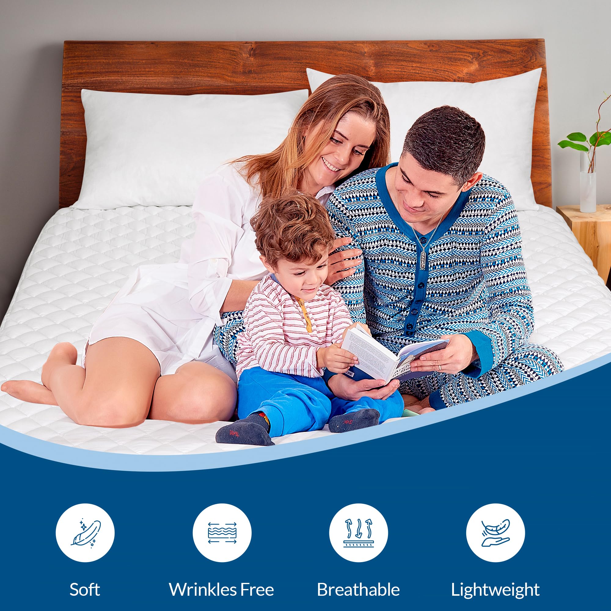 Royale Linens Twin Size Mattress Topper - Soft Quilted Mattress Protector with Deep Pocket (Fits Up to 16 Inch) - Elastic Fitted Bed Cover - Machine Washable & Hypoallergenic - Perfect for Guest Beds, Dorms & Home Use (39x75 Inches)