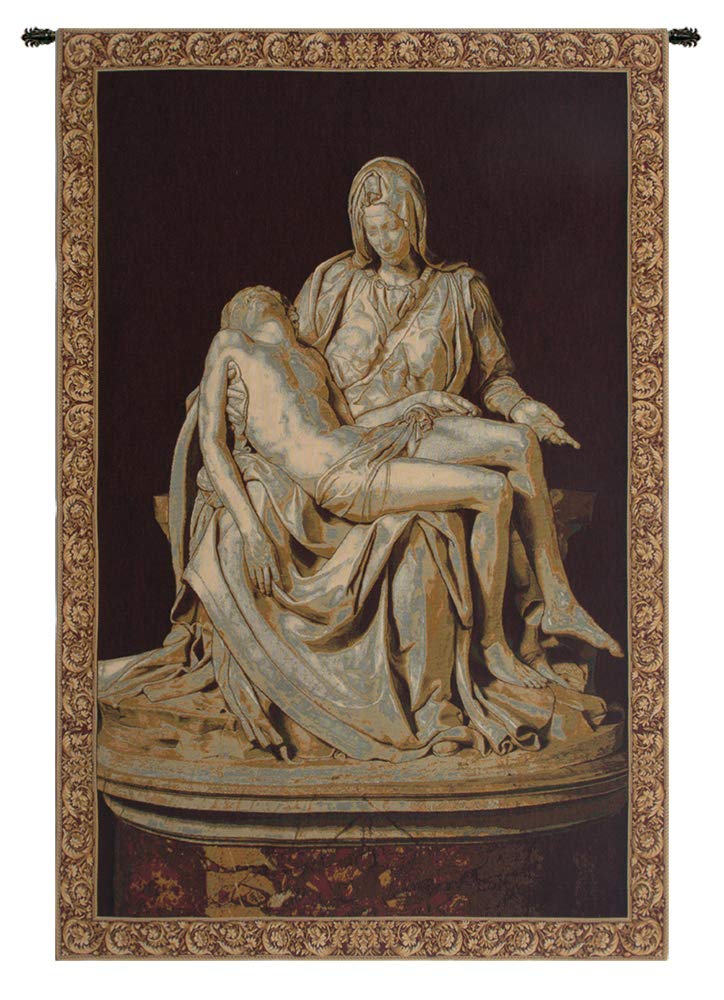Michelangelo Italian Tapestry Wall Hanging - 34x24 Inch Viscose Cotton Polyester Blend Artwork | Renaissance Home Decor for Living Room, Bedroom & Office | Charlotte Home Furnishings