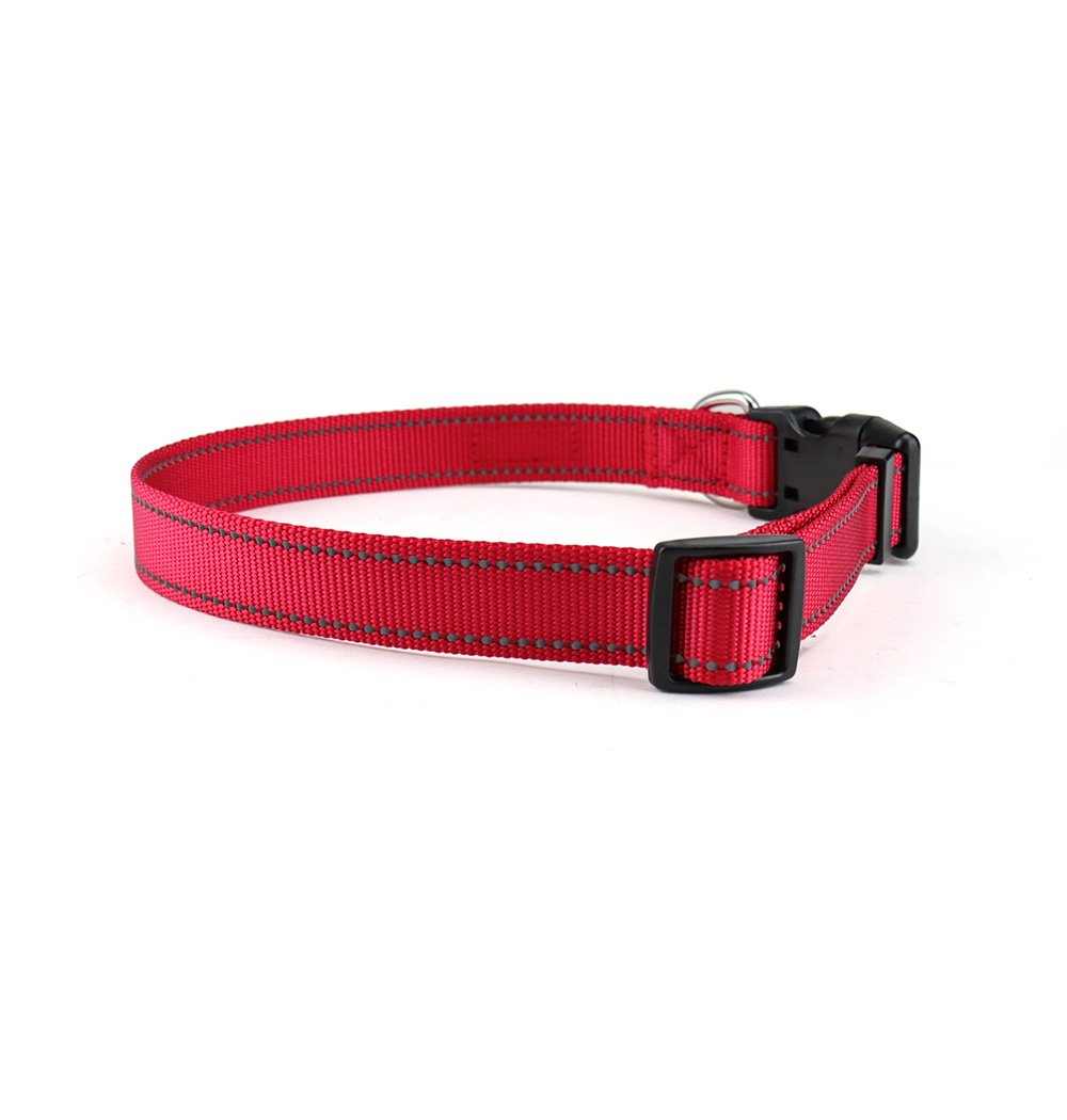 Classic Reflective Dog Collar - Large Size, Carnation Red | High Visibility Safety Collar for Night Walks, Jogging & Outdoor Adventures