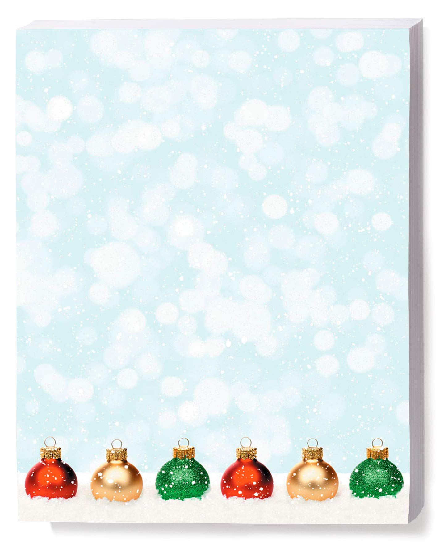 Premium Snowy Ornament Holiday Stationery Set - 25 Sheets Winter Christmas Theme Border Paper & Letterhead (8.5 x 11) for Festive Greetings, Office Decor & Seasonal Crafting