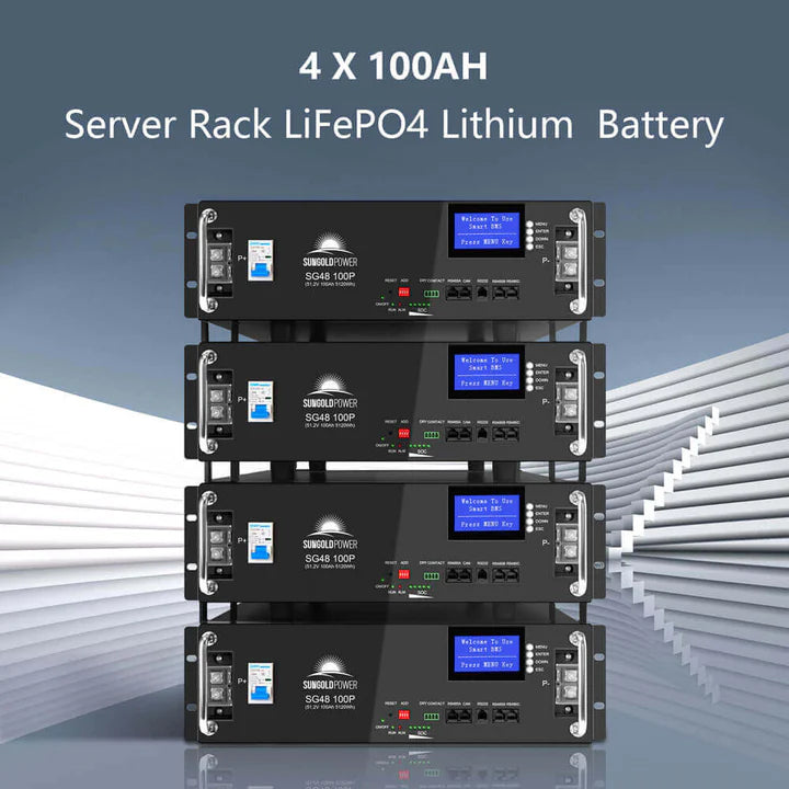 SunGoldPower Off-Grid Solar Kit - 12 x 415W Solar Panels, 4 x 5.12kWh Lithium Batteries, 8000W 48VDC Inverter (120V/240V) SGM-8K20 | Complete Solar Power System for Homes, Cabins & RV Living