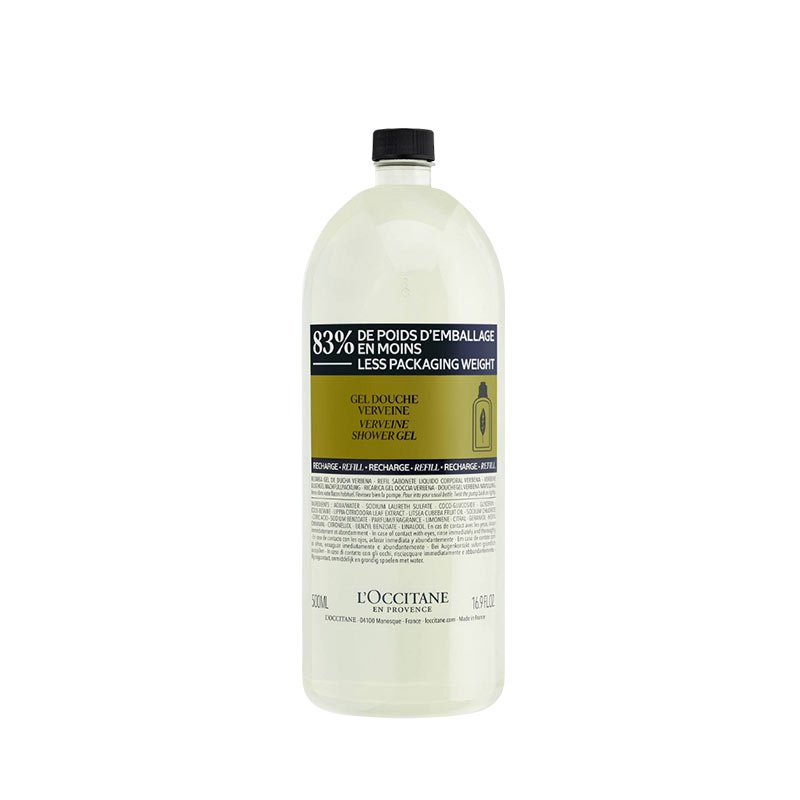 L'OCCITANE Verbena Shower Gel Refill 16.9oz - Natural & Refreshing Body Wash for Men & Women - Perfect for Daily Shower, Spa Day & Travel