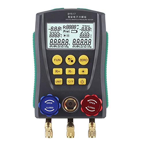 Yctze Digital Refrigeration Gauge - HVAC Manifold Gauge Set with Pressure Tester for AC Repair, Car Air Conditioning Diagnostic Tool | Professional Automotive & Home HVAC System Maintenance