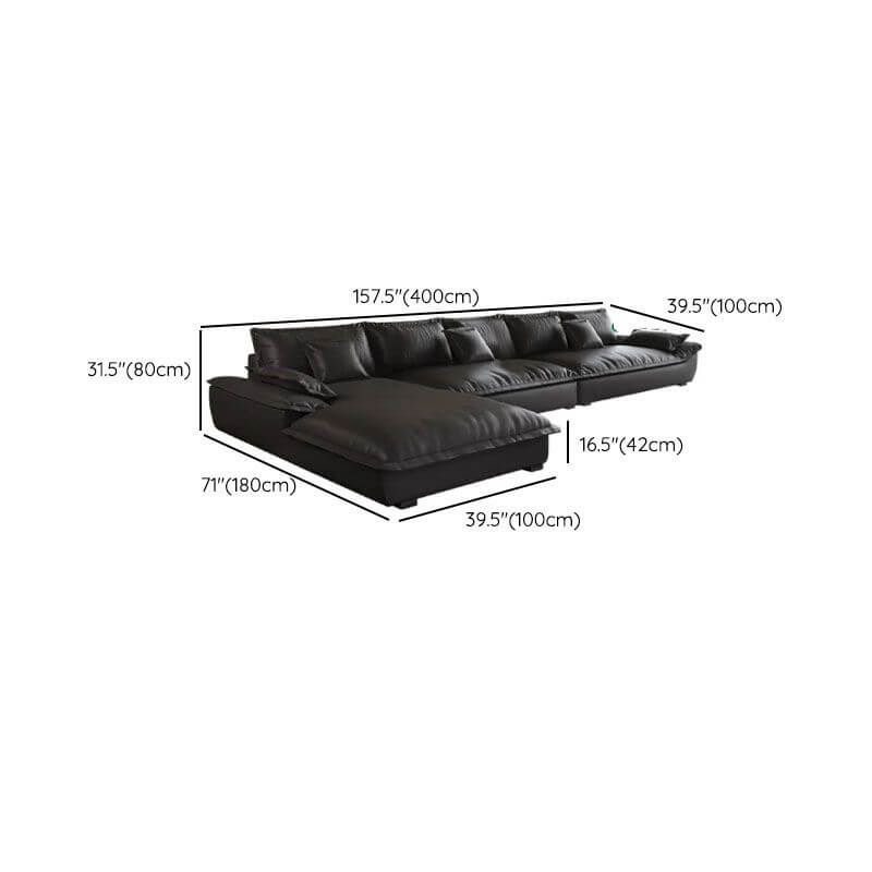 Modern L-Shaped Sectional Sofa with Chaise Lounge in Black - Sturdy Concealed Support - Perfect for Living Room, Home Theater, and Small Spaces