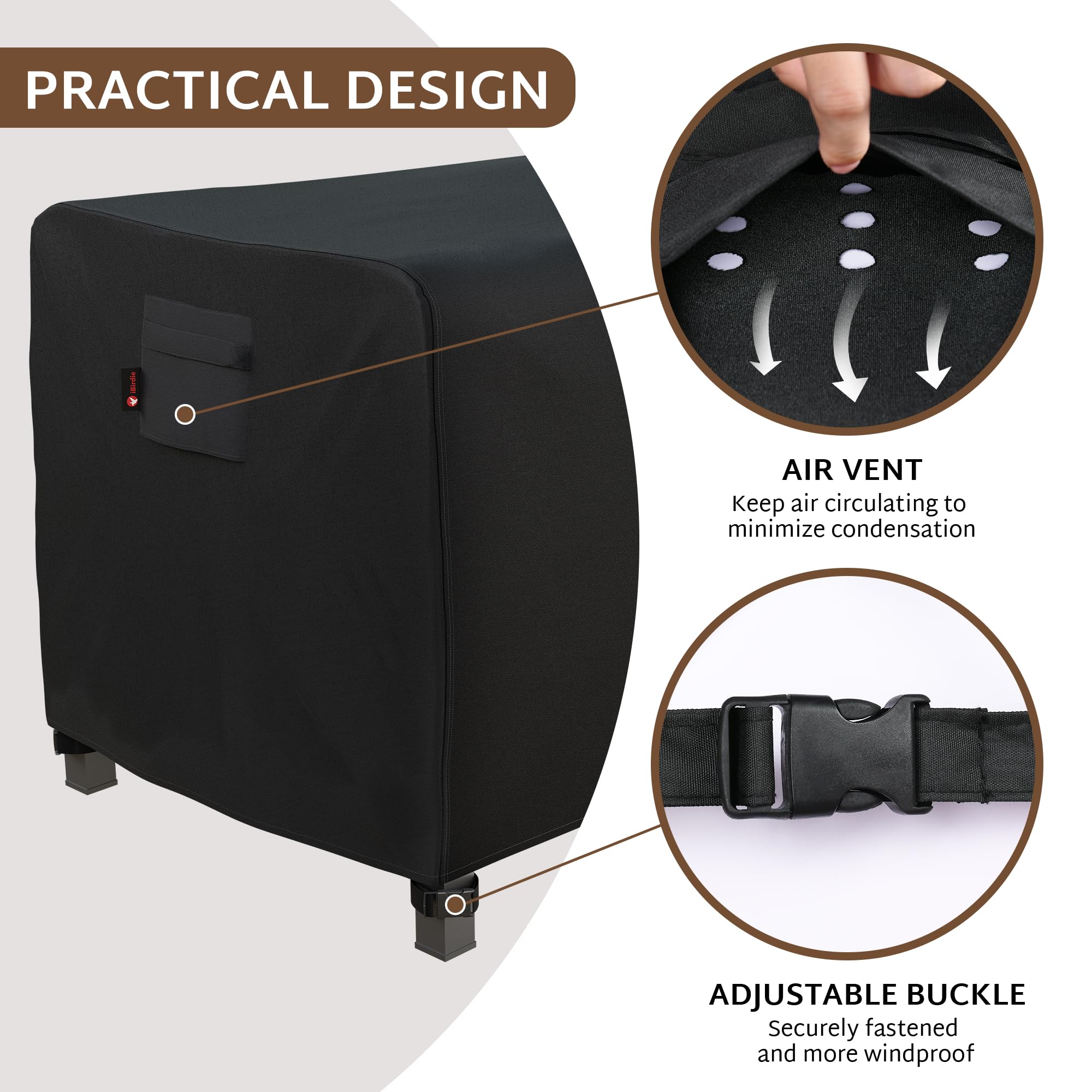 iBirdie 64 x 30 Inch Rectangular Gas Fire Pit Cover - Heavy Duty 600D Waterproof & Weatherproof Outdoor Patio Furniture Protector - Perfect for Backyard, Deck, and Garden Fireplace Protection