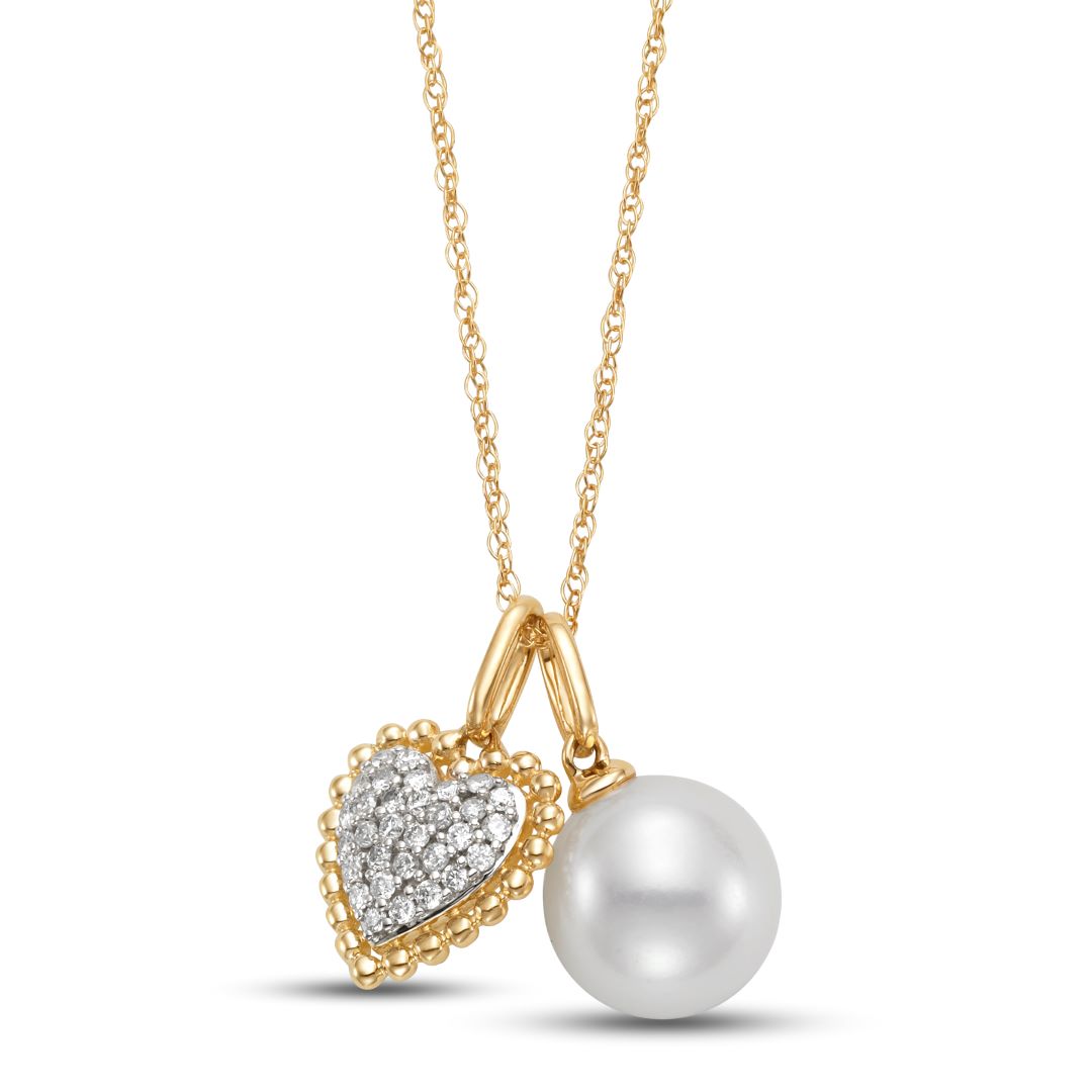 Elegant Pearl & Diamond Heart Pendant Necklace for Women - Perfect Gift for Valentine's Day, Anniversary & Special Occasions