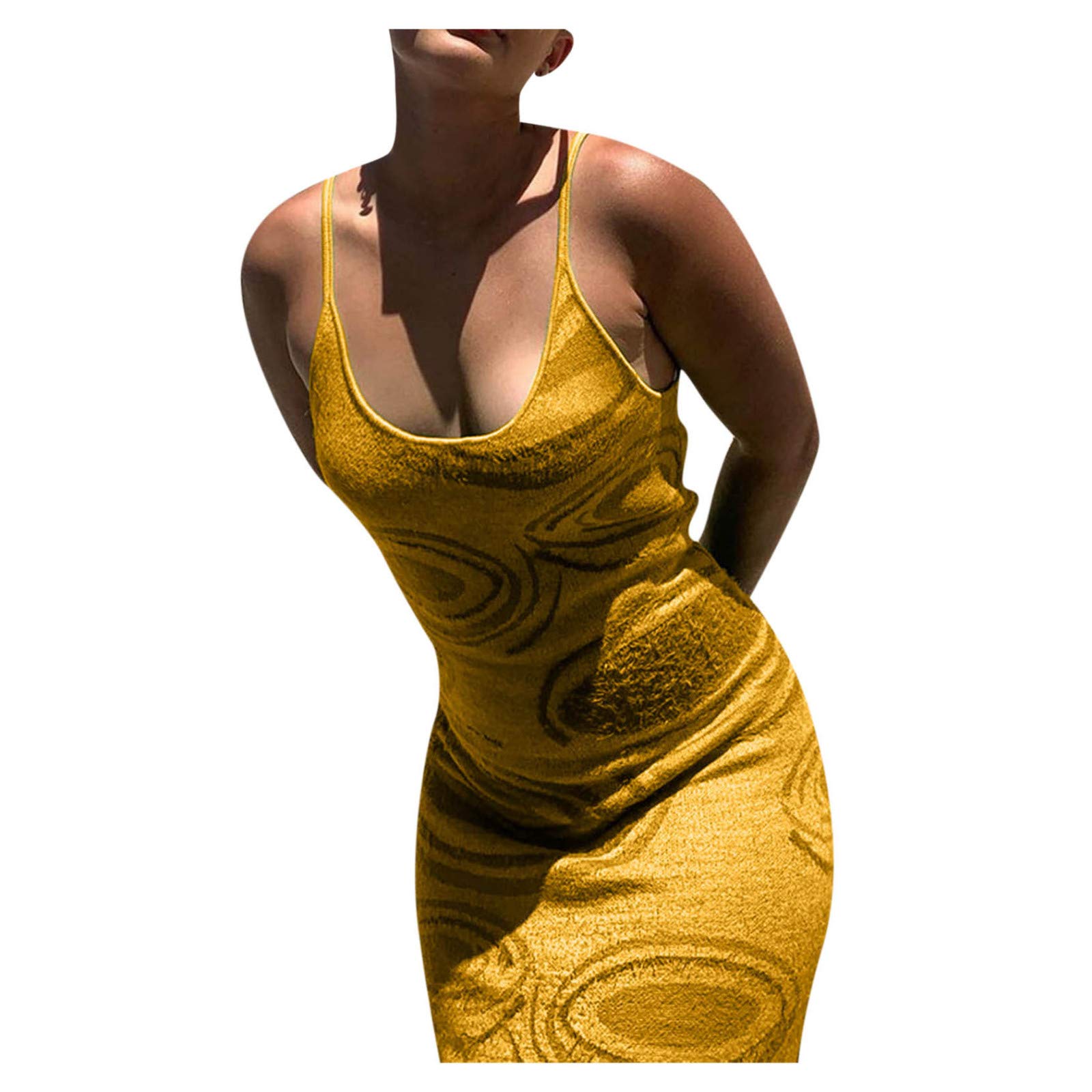 Women's Summer Sleeveless Hollow Knit Midi Dress - Spaghetti Strap Beach Dress with Halter Neckline | Casual Flowy Dress for Women | Perfect for Beach Vacations, Pool Parties & Summer Outings