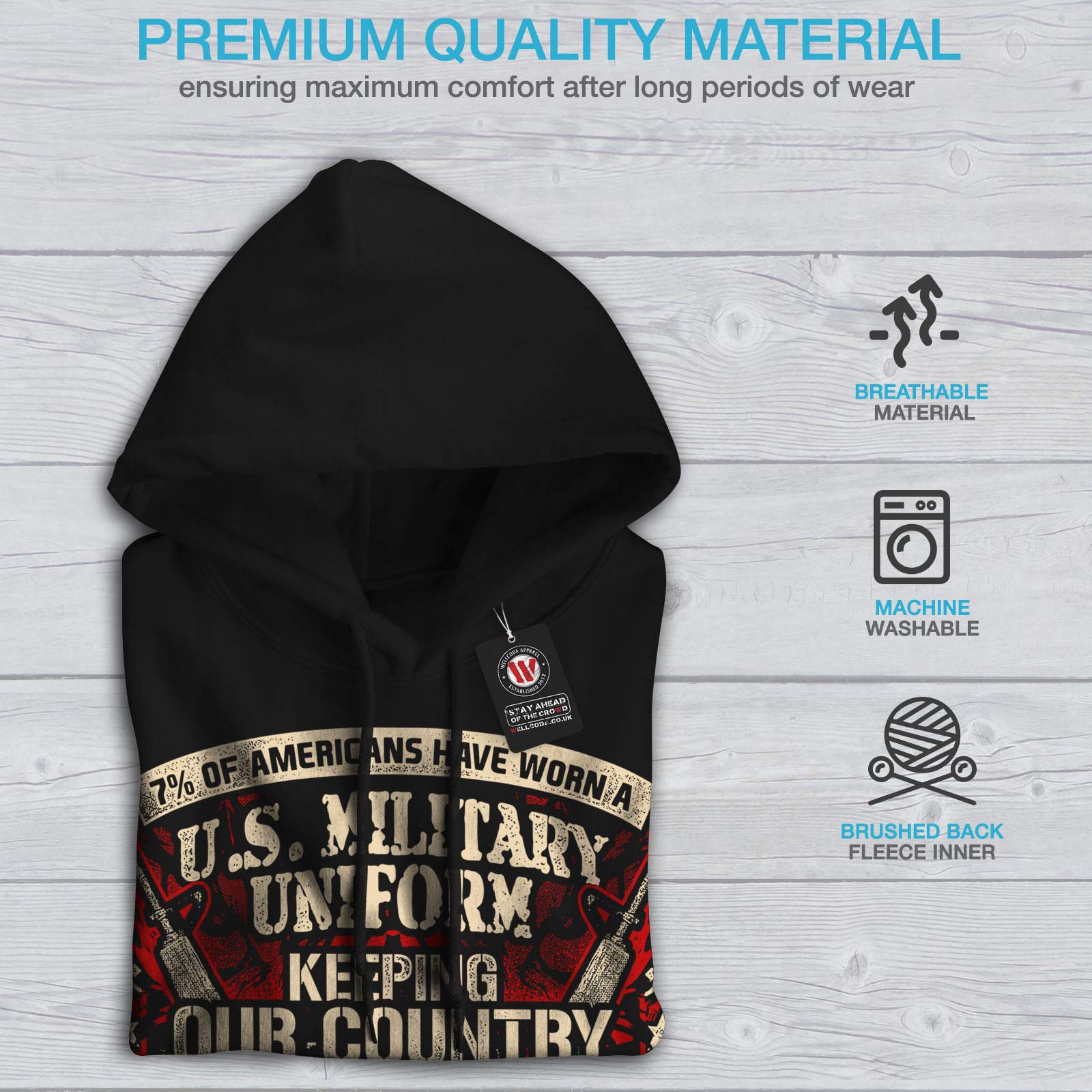 Wellcoda USA Military Women's Hoodie - Army Green Fleece Pullover Sweatshirt for Women | Comfortable & Stylish Casual Wear for Outdoor Activities, Hiking & Everyday Use