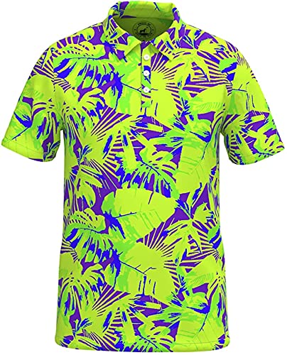 Wild Palms Performance Golf Shirts for Men - Moisture-Wicking Spandex & Polyester Polo Shirts - Breathable Athletic Apparel for Golf, Tennis & Casual Wear
