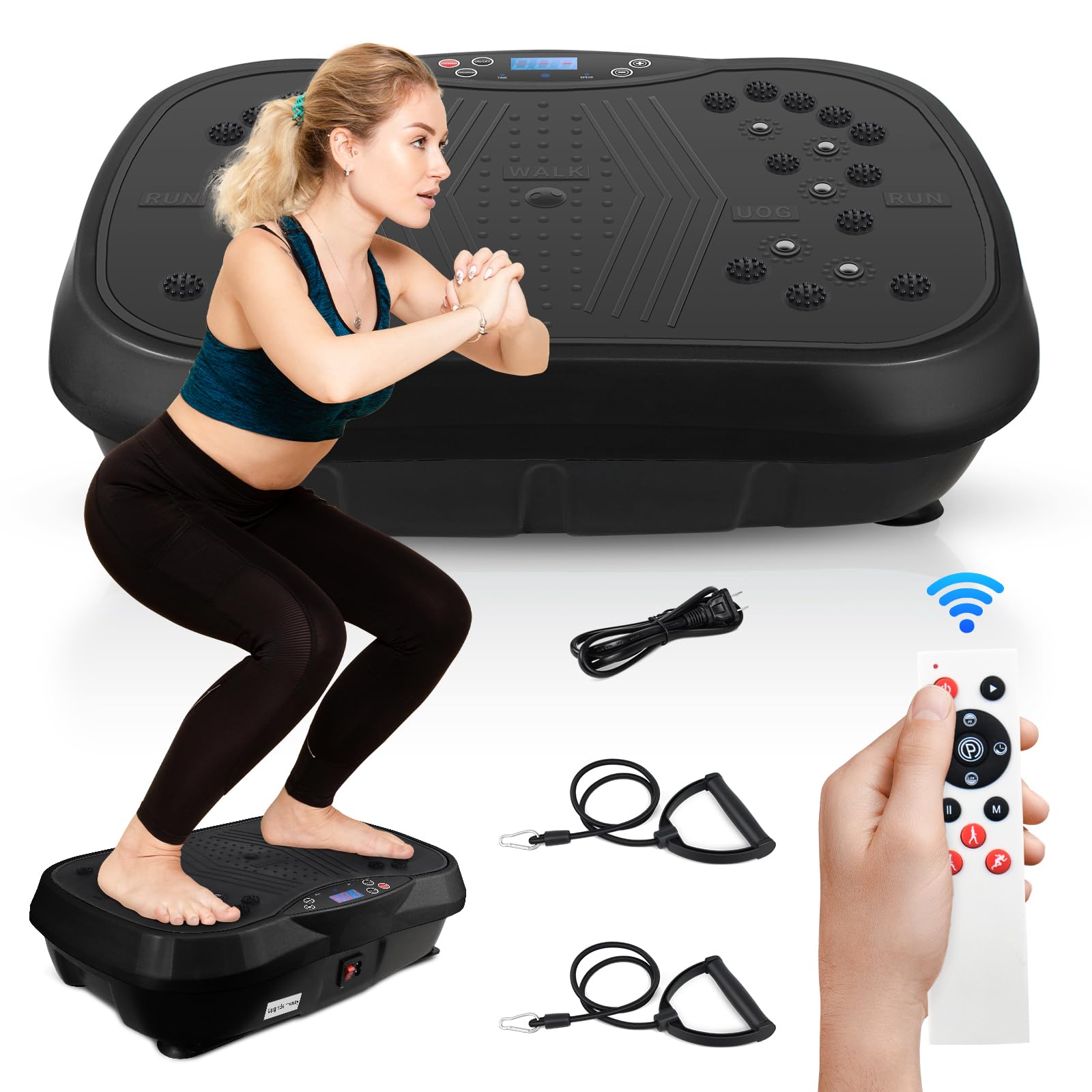 Vibration Plate Exercise Machine for Weight Loss & Lymphatic Drainage - 330lbs Capacity, 6 Preset Modes, 120 Levels with Loop Belt - Home Gym & Wellness Workout Equipment