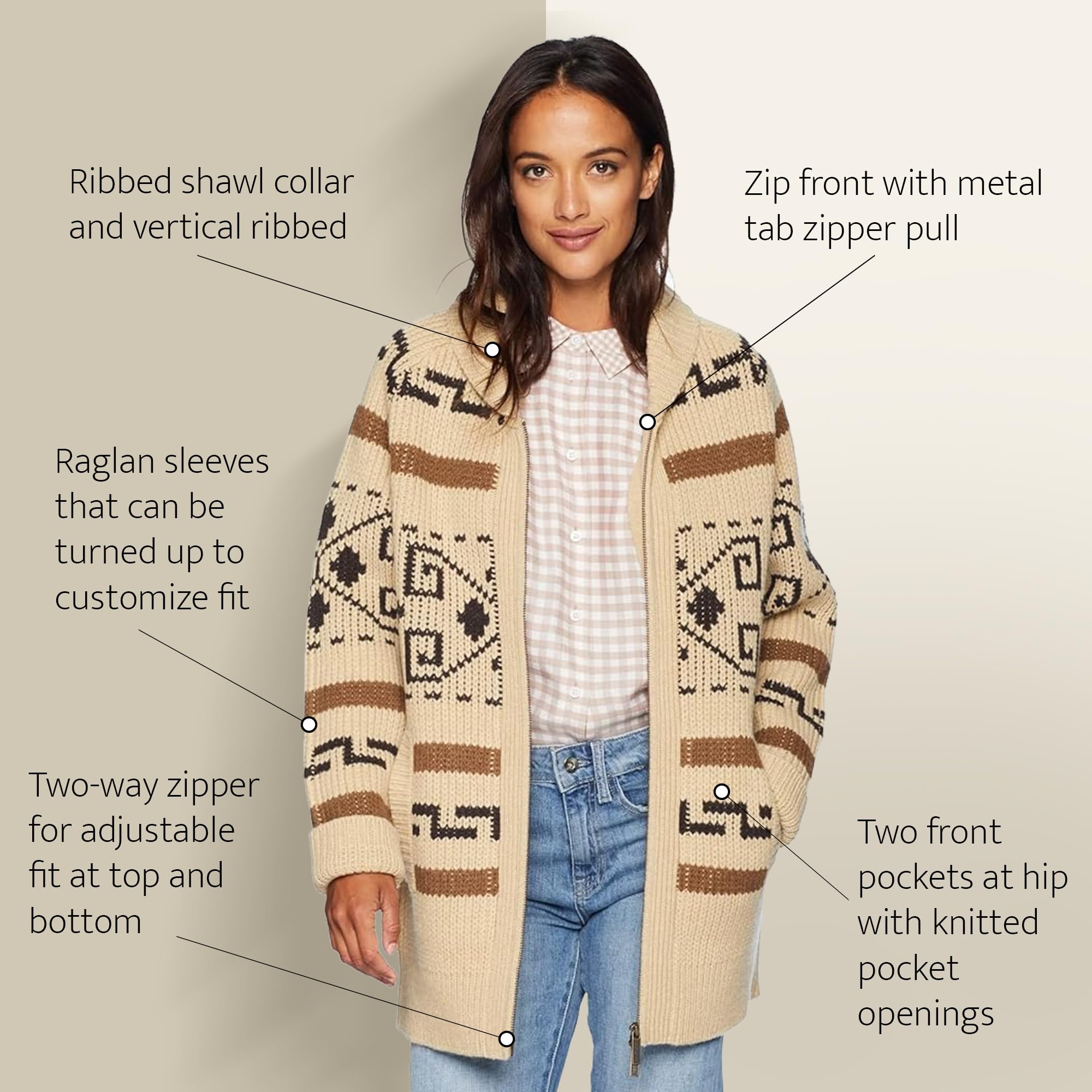 Pendleton Women's Long Westerley Cardigan - Cozy Knit Sweater for Fall & Winter - Perfect for Layering, Office Wear & Casual Outfits