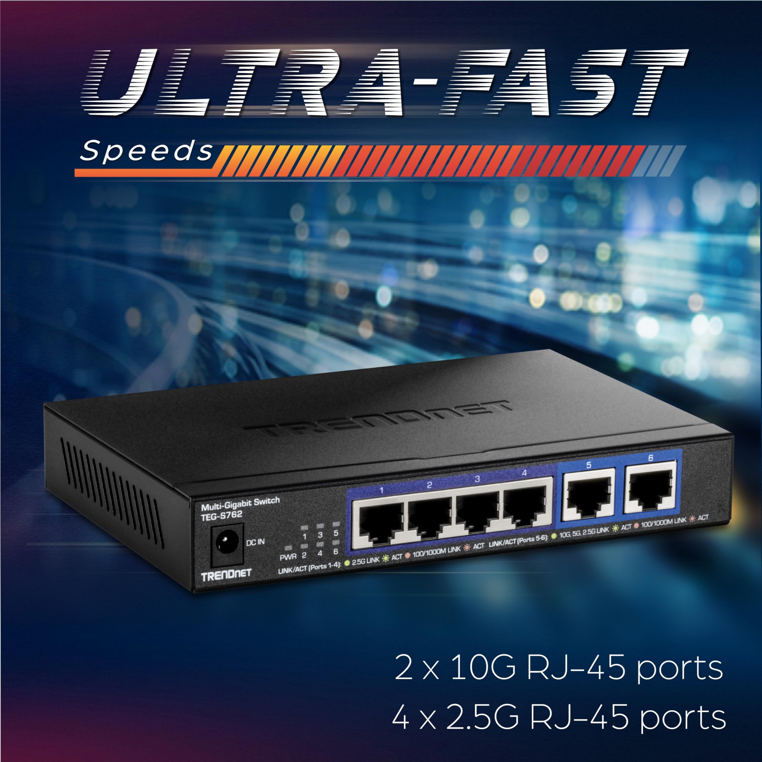 TRENDnet 6-Port 10G Ethernet Switch with 4 x 2.5G & 2 x 10G RJ-45 Ports | 60Gbps Switching Capacity | Wall Mountable | Lifetime Warranty | Ideal for Home Office, Gaming & Small Business Networks