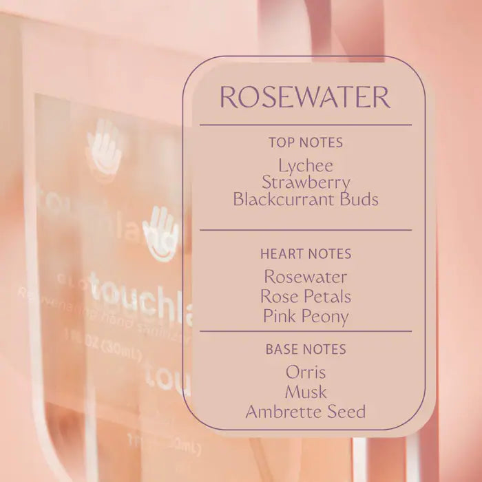 Touchland Rosewater Glow Mist Hand Sanitizer - Revitalizing & Hydrating for Soft Skin | Perfect for Travel, Office & On-the-Go Use
