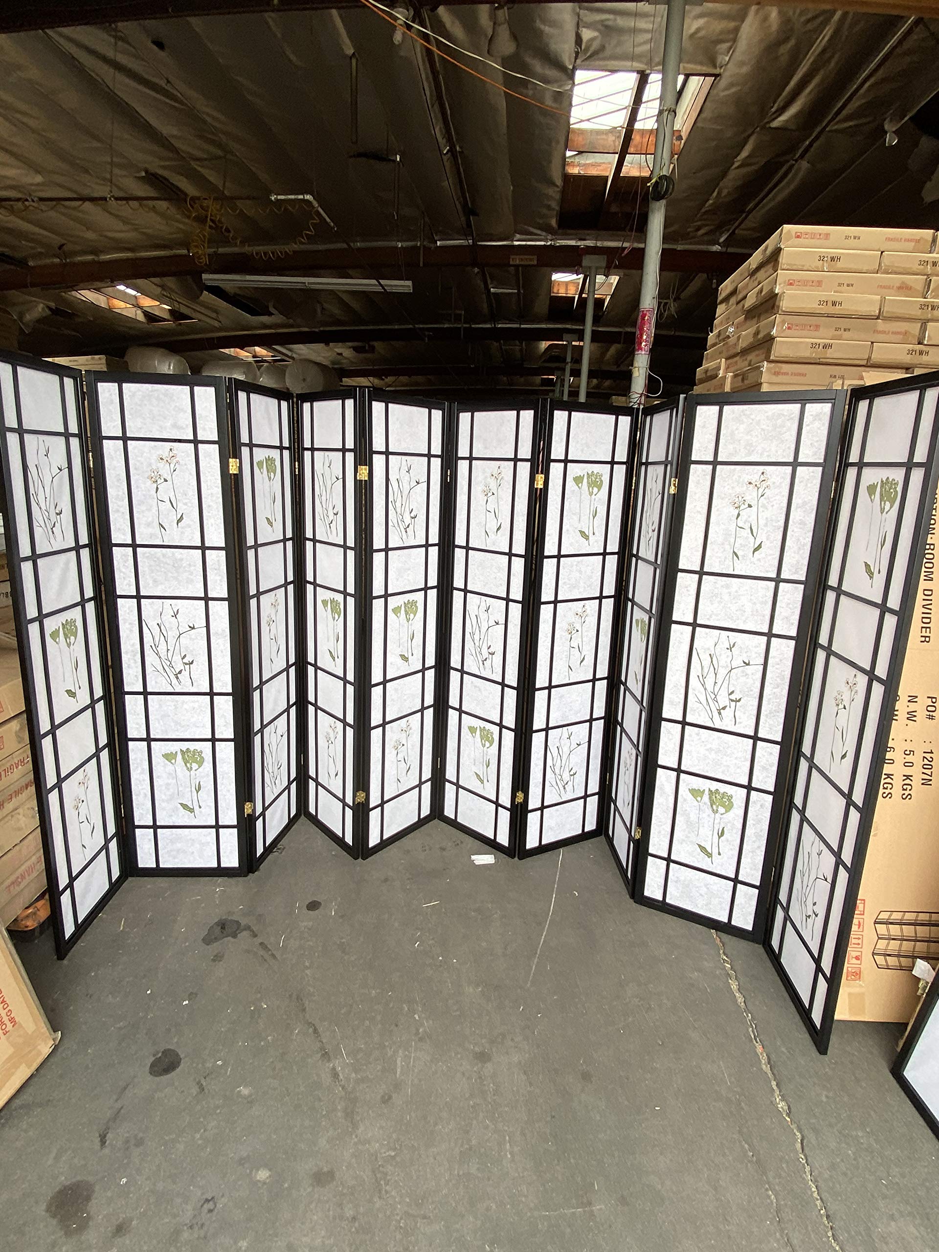 10-Pack Small Black Flower Room Divider Screens - Perfect for Home Office, Bedroom Privacy & Decorative Space Separation