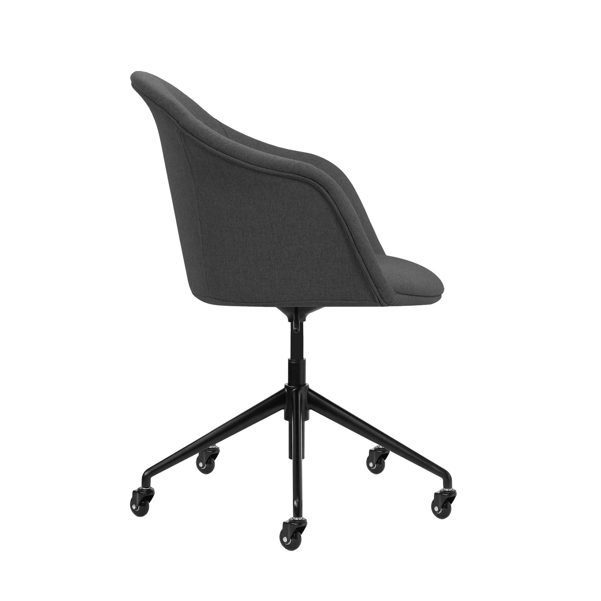 Laura Davidson Astoria II Commercial-Grade Office Chair with Wheels - Ergonomic Swivel Desk Chair for Home Office & Conference Rooms, Poly-Cotton Fabric in Charcoal - Perfect for Long Work Sessions & Professional Meetings