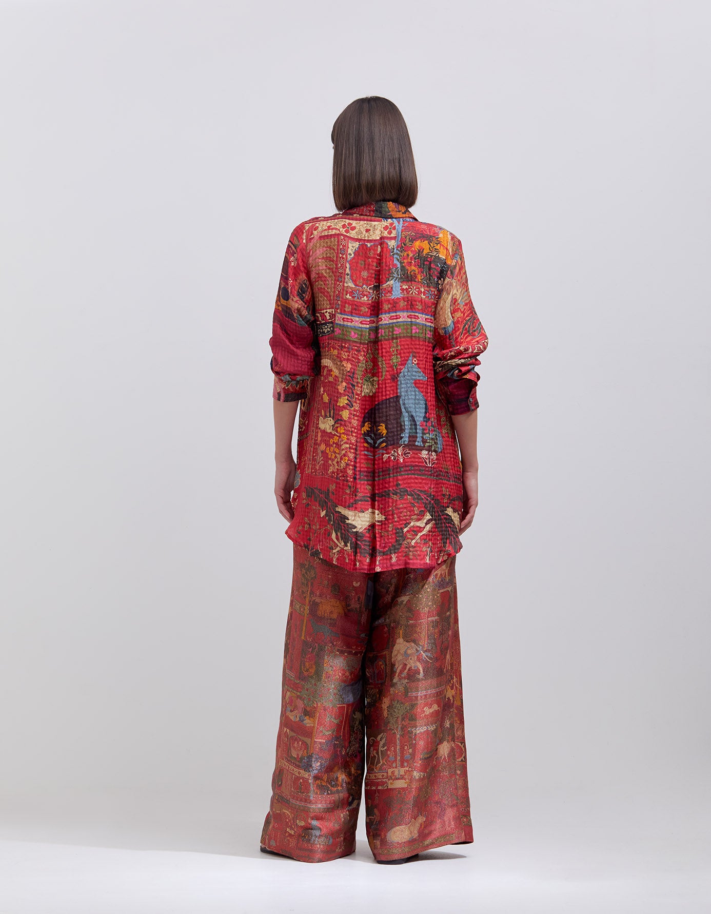 Premium Oversized Silk Shirt - Classic Check Pattern in Crimson Red | Elegant & Comfortable for Work, Parties & Casual Outings