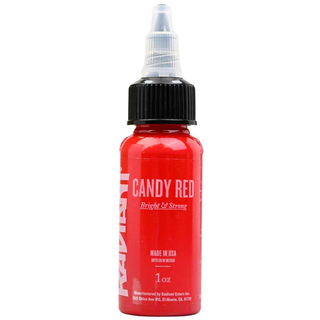 Premium Candy Red Radiant Tattoo Ink - 1 oz Bottle for Professional Tattoo Artists | Vibrant & Long-Lasting Color | Ideal for Sleeves, Lettering & Artistic Designs