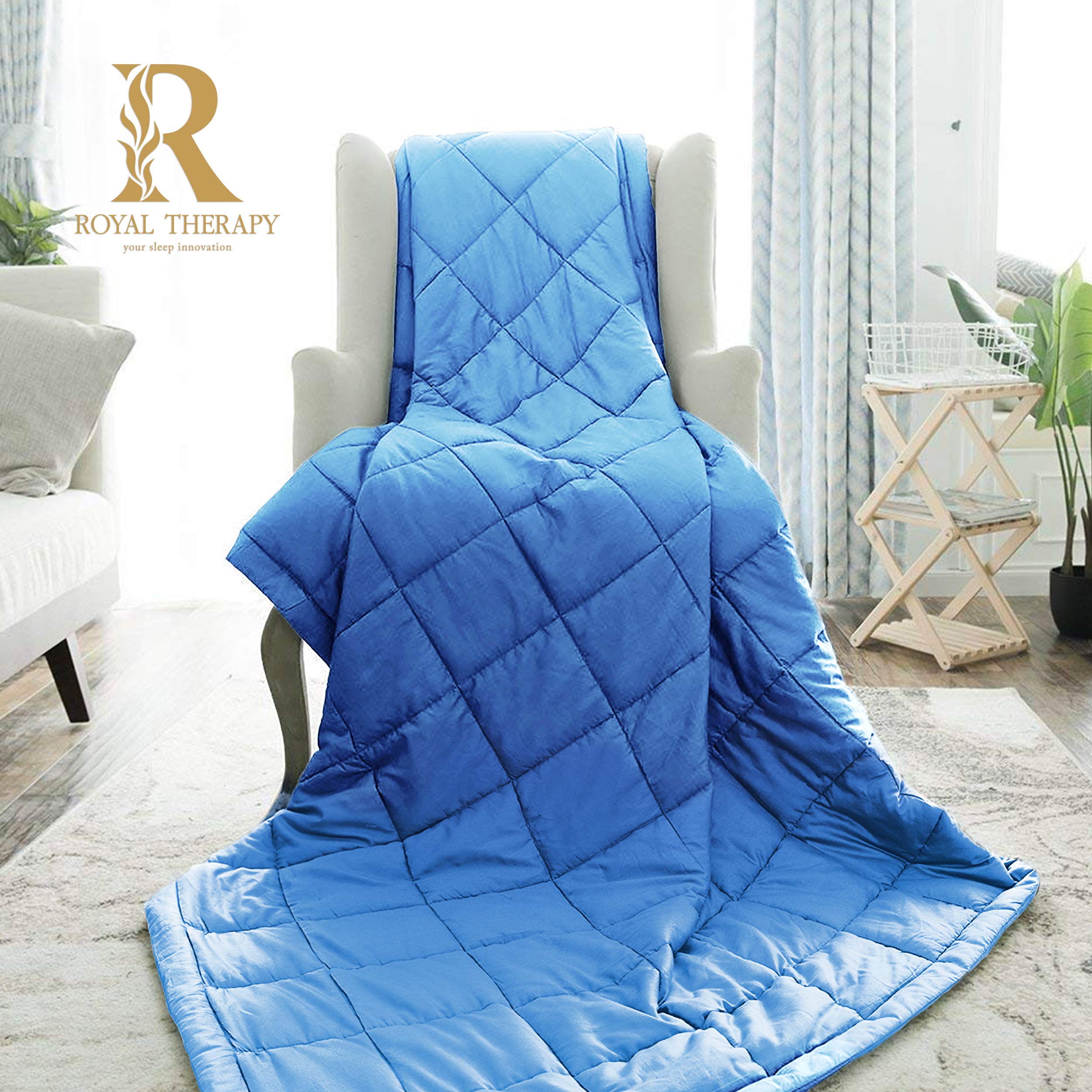 Royal Therapy Weighted Blanket - 25lbs Heavy 100% Cotton Blanket with Premium Glass Beads (80
