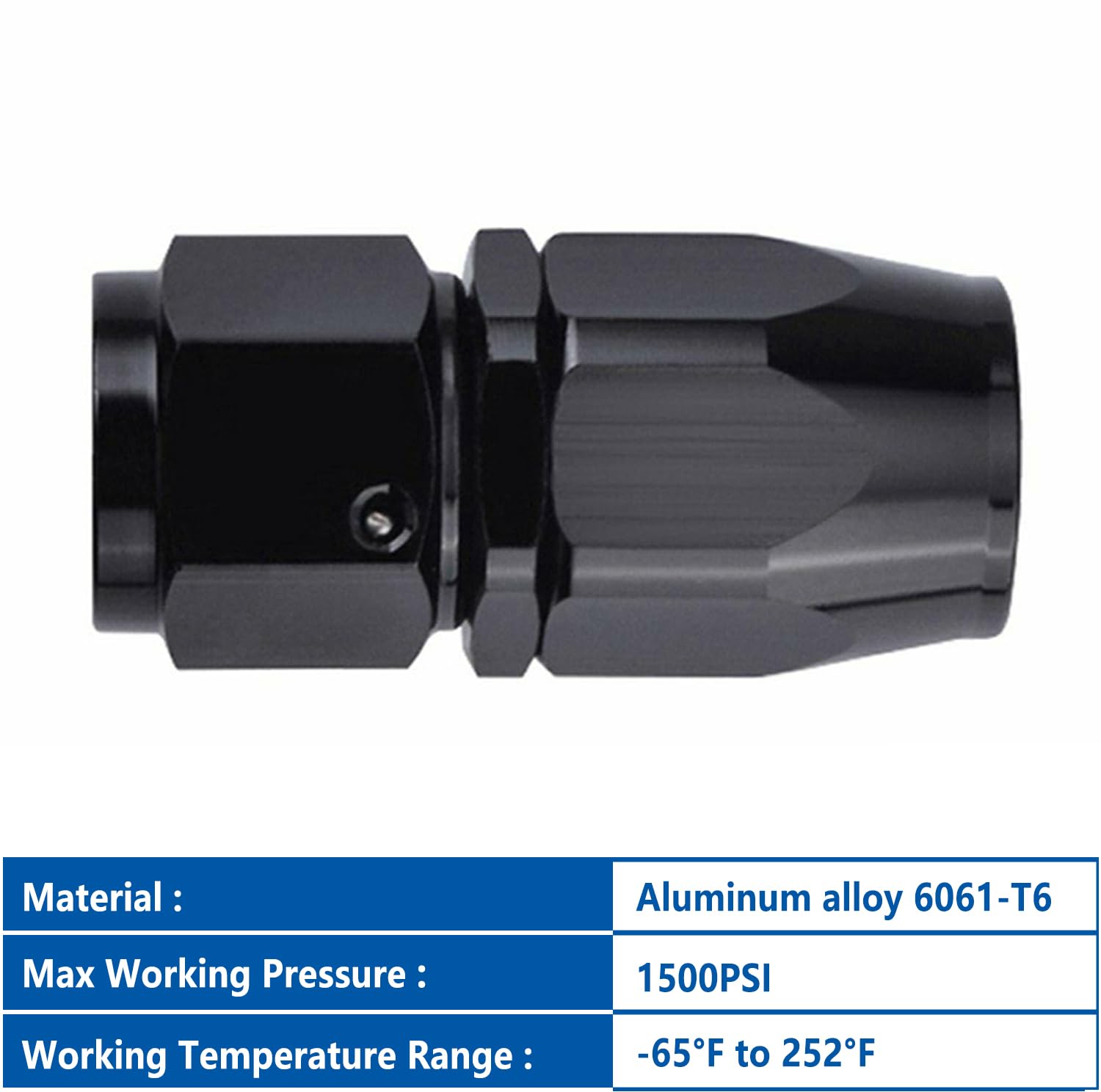 LokoCar 12AN 0° Straight Swivel Fitting for CPE Braided Hose - 2Pcs Black - Perfect for Hydraulic & Fuel Systems