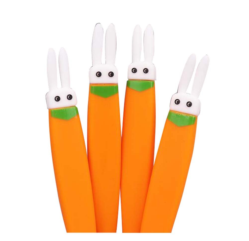 4 PCS 0.5mm Black Rollerball Pens - Cute Cartoon Vegetable Design for School, Office & Journaling - Smooth Writing Gel Pens for Students, Teachers & Gift Giving
