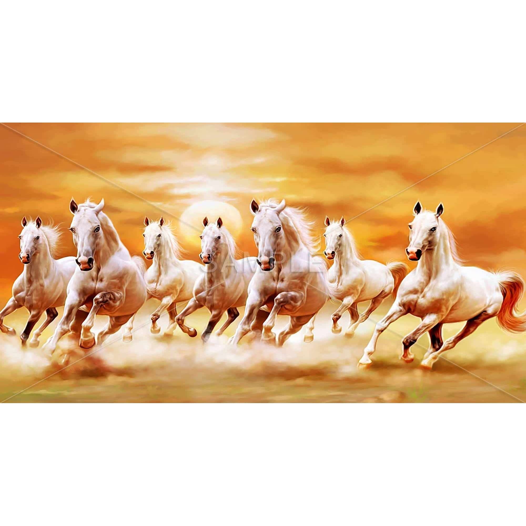Seven Horses Canvas Wall Art Print by Begin Edition - Elegant Home Decor for Living Room, Bedroom & Office