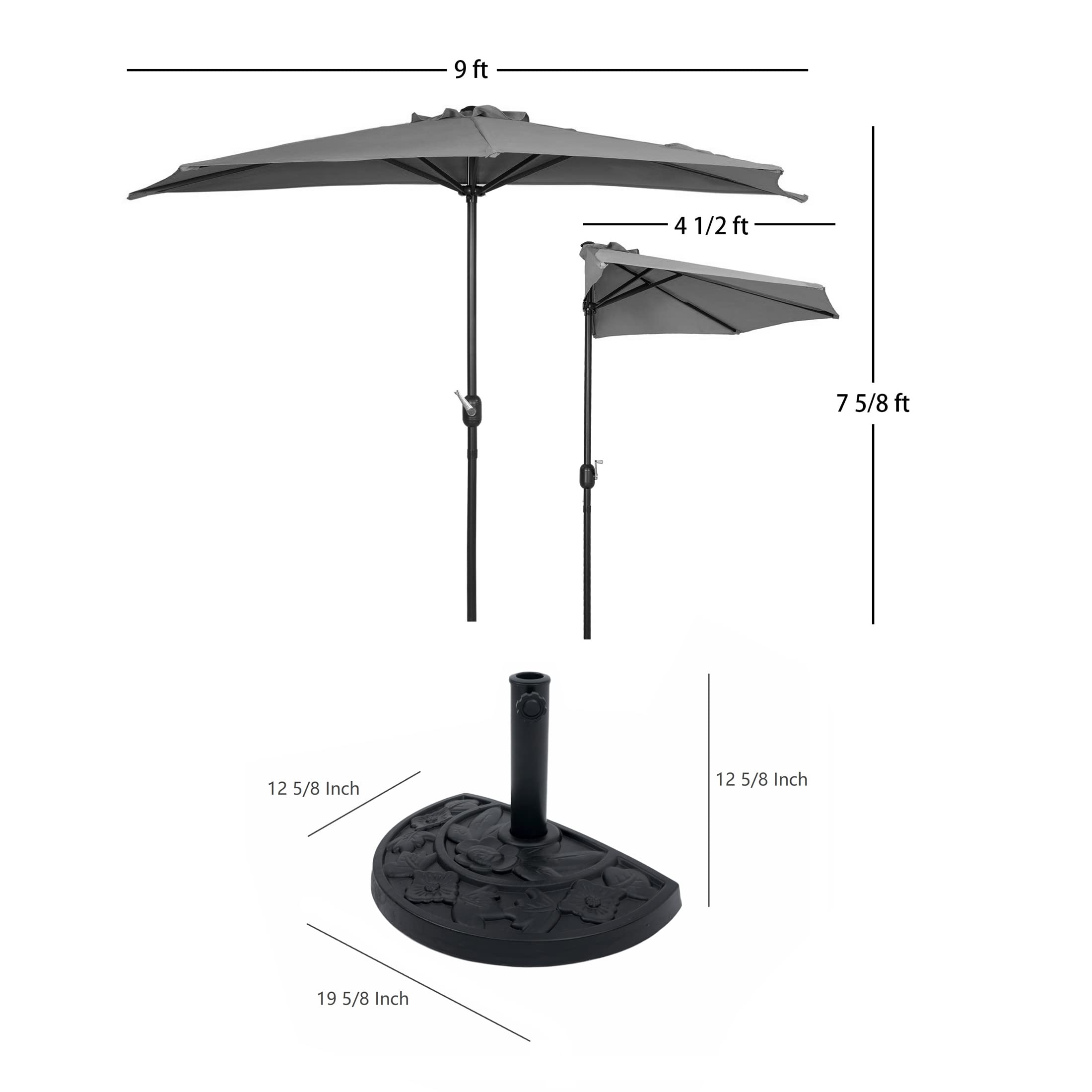 WestinTrends Lanai 9 Ft Outdoor Patio Half Umbrella - Sun Shade for Poolside, Beach, Backyard & Garden - Waterproof & UV Protection Canopy