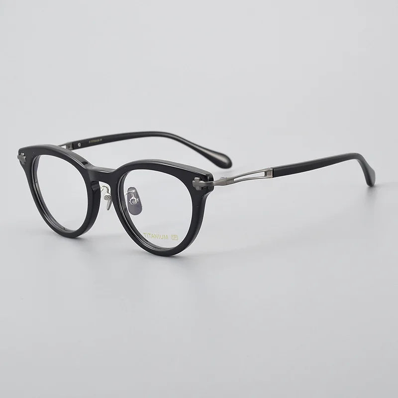 Stylish Black Acetate Unisex Oval Round Eyeglasses - Full Rim Thick Frame for Men & Women | Perfect for Reading, Driving & Fashion Accessories