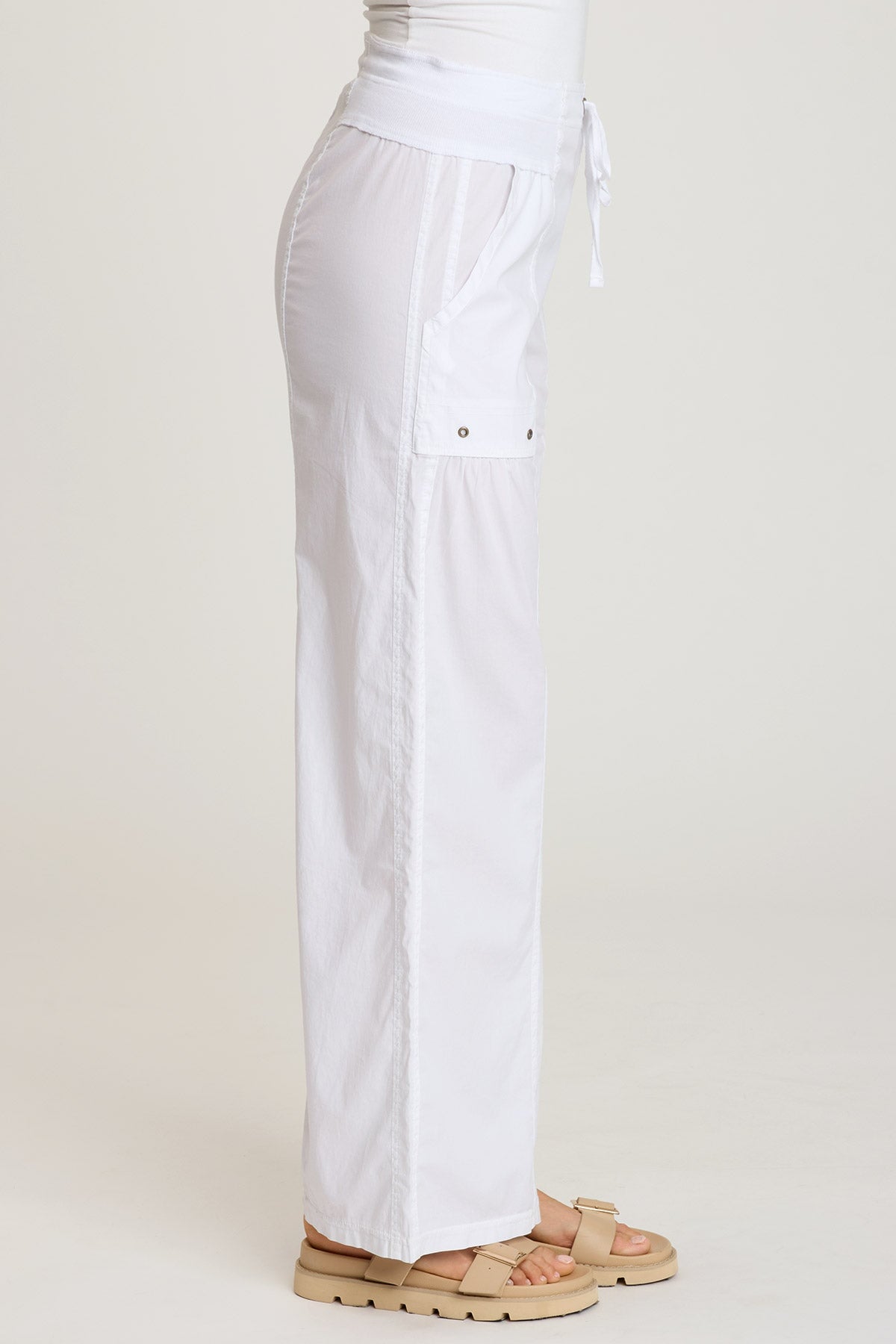 Nisha Women's Wide Leg White Pants - Comfortable High Waist Linen Trousers for Casual Wear, Office & Summer Outfits