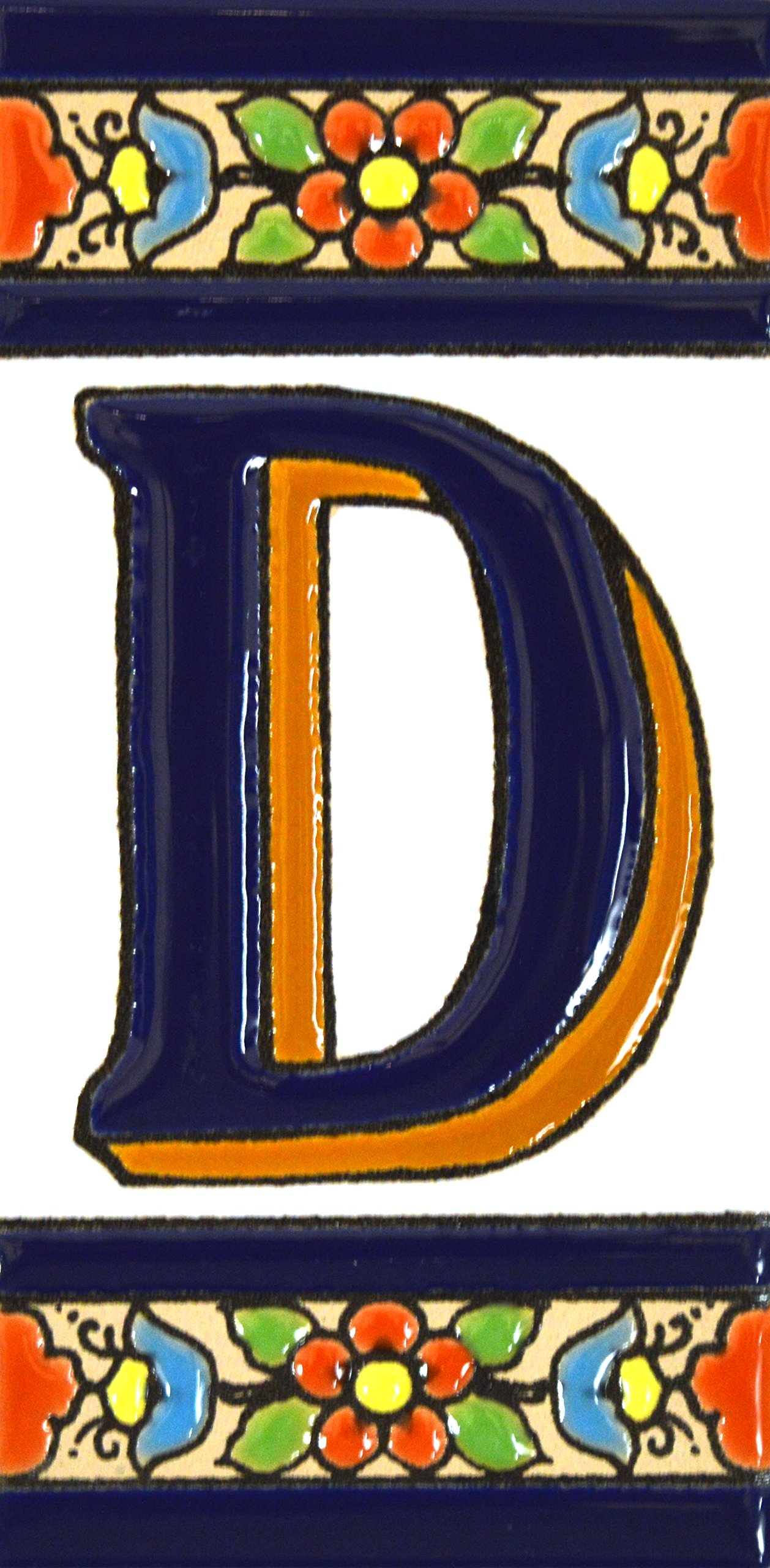Handpainted 4 Inch House Letters - Custom Address Tiles for Home Signs, Mailboxes & Door Decor - Flores Mediano Design (4.29