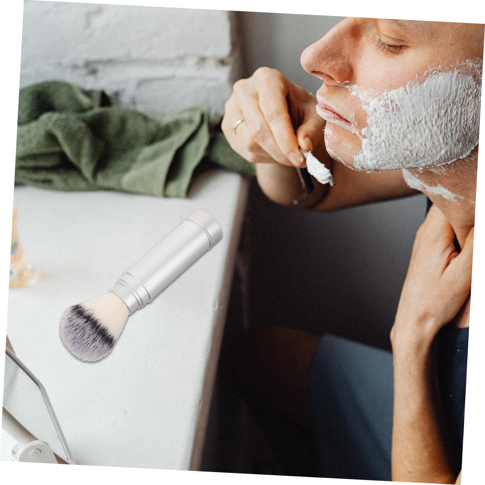 Premium Men's Shaving Brush - Travel Beard Brush with Soft Synthetic Bristles for Smooth Shaving | Ideal for Home & Travel Use, Grooming Kit Essential, Perfect Gift for Men