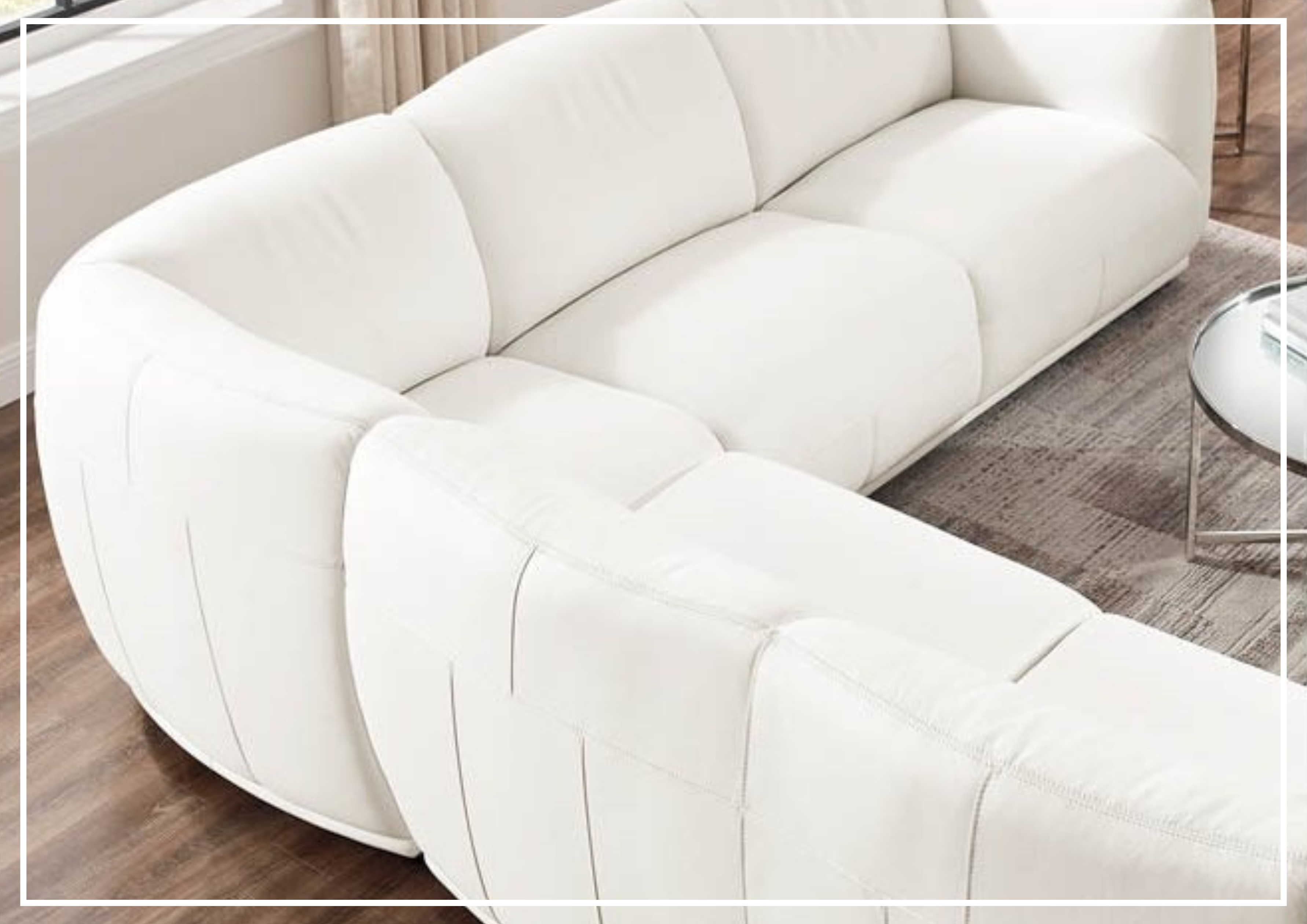 Hydeline Moon 3-Piece L-Shaped Leather Sectional Sofa Set - Modern Reclining Couch for Living Room, Home Theater & Office Lounge (Brown)