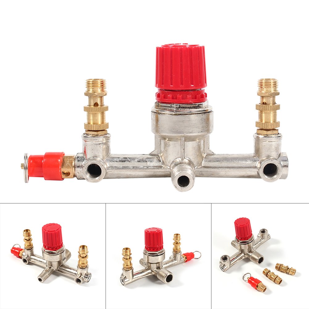 High-Quality Double Outlet Tube Alloy Air Compressor Switch Pressure Regulator Valve - Replacement Part for Industrial & Home Workshop Use