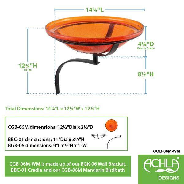 Handmade Mandarin Crackle Glass Birdbath Bowl - Outdoor Garden Decoration for Birds & Wildlife - Perfect for Patio, Yard & Backyard Bird Watching