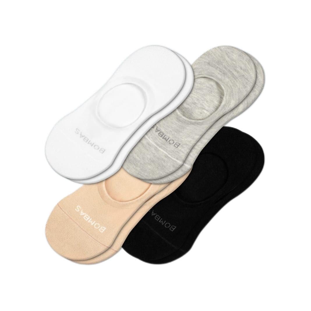 Bombas Women's Mixed Cushioned No-Show Socks 4-Pack - Ultra Soft & Breathable for Running, Yoga & Everyday Comfort