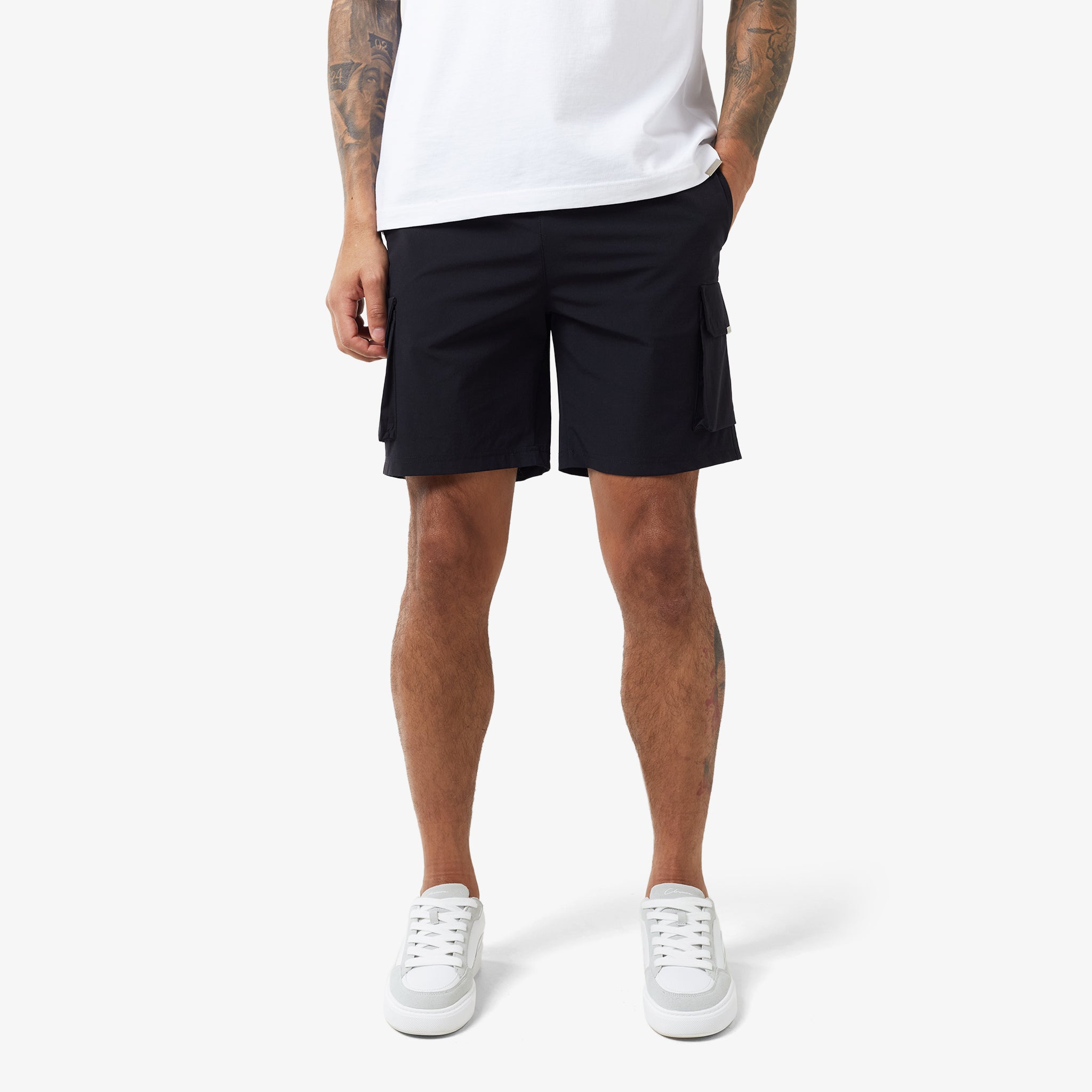 Premium Tech Cargo Shorts for Men - Comfortable Stretch Travel & Workout Shorts with Multiple Pockets | Black | Ideal for Hiking, Gym, Travel & Casual Wear