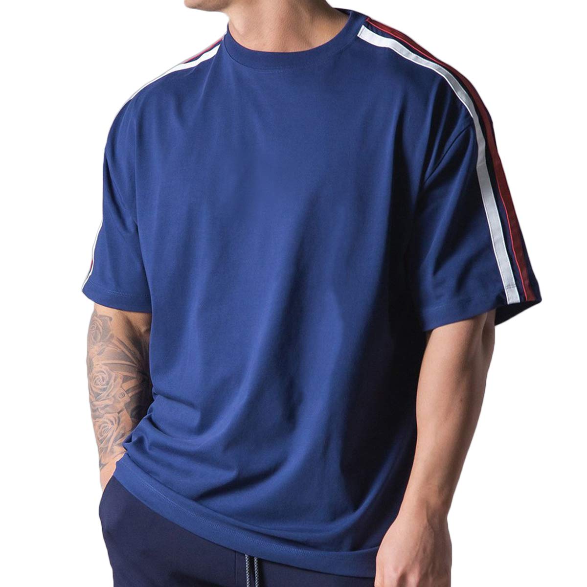Magiftbox Men's Workout Shirts - Short Sleeve Oversized Gym T-Shirts for Men, Hipster Street Style Casual Wear (T41) - Perfect for Gym, Running, Workout & Everyday Street Fashion