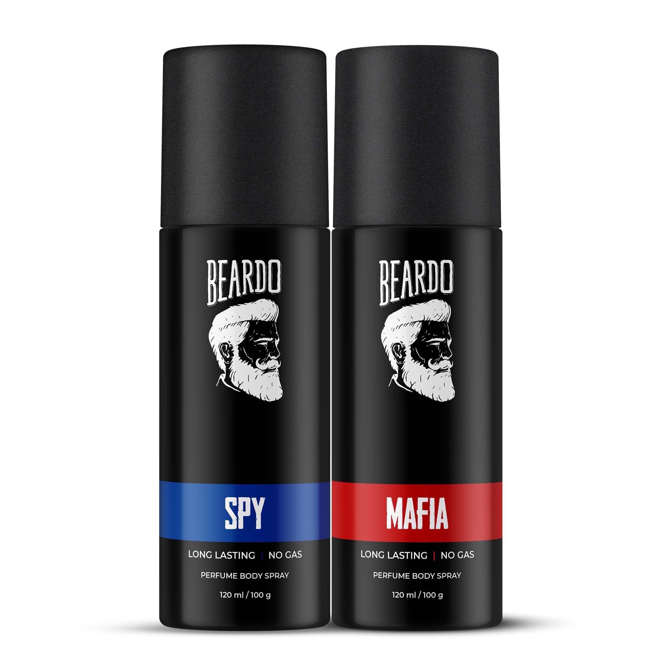 Beardo Mafia & Spy Deodorant Perfume Body Spray for Men (120ml x 2) - Long Lasting No Gas Deodorant with Oriental Woody & Aromatic Fresh Scents - Perfect Christmas Gift for Men & Friends | Gym, Office, Date Night, Travel & Daily Use
