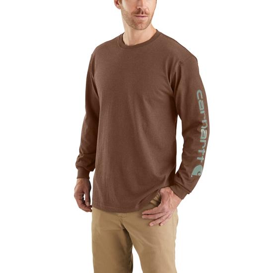 K231 Long Sleeve Logo T-Shirt for Men & Women - Soft Cotton Blend, Mocha Heather/Patina - Casual Wear, Street Style & Everyday Comfort