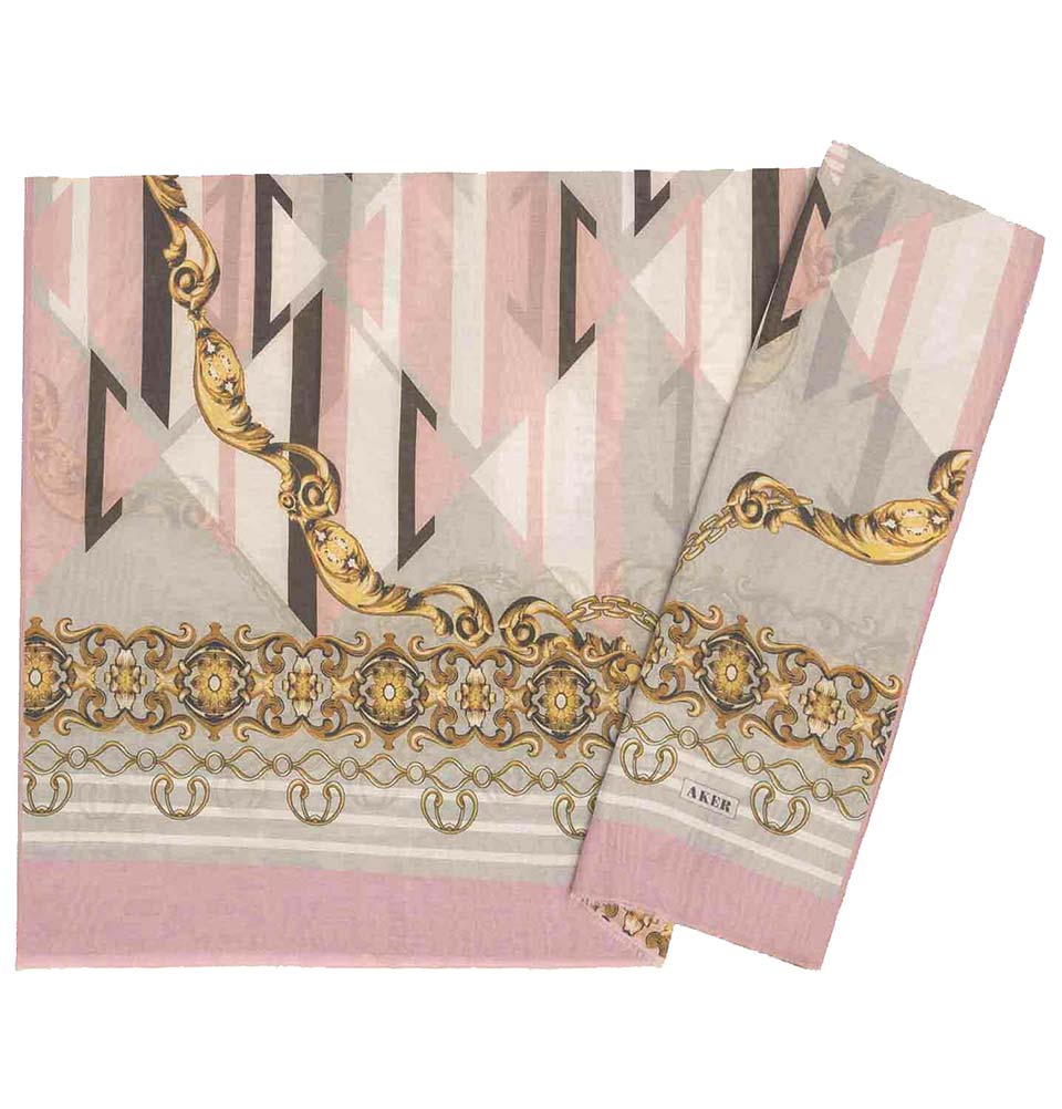 Aker Silk Cotton Patterned Hijab Shawl #8023 491 - Elegant Muslim Headscarf for Women, Soft & Breathable, Perfect for Daily Wear, Prayer, and Special Occasions