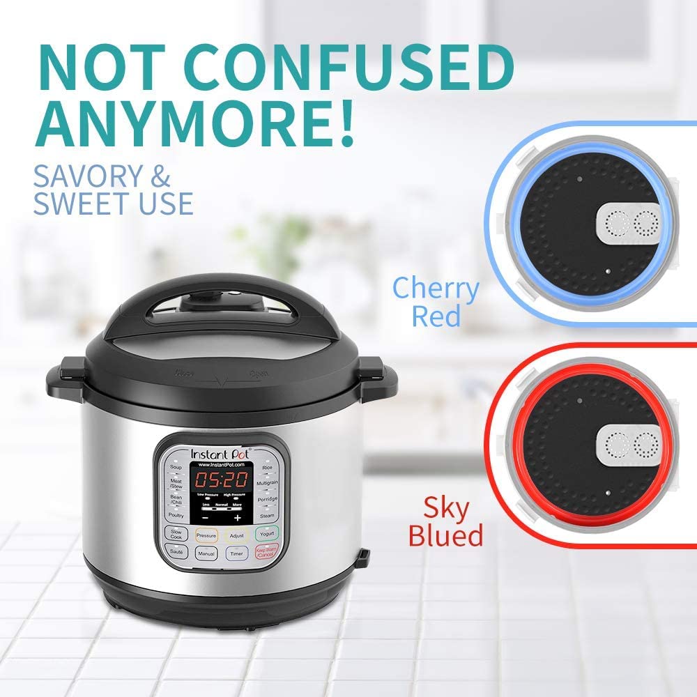 2-Pack Silicone Sealing Ring for 3 Qt Instant Pot - Replacement Pressure Cooker Gasket Seal Compatible with 3 Quart Instapot - Prevents Flavor Transfer (Sweet/Savory) - Perfect for Meal Prep, Cooking Soups & Stews
