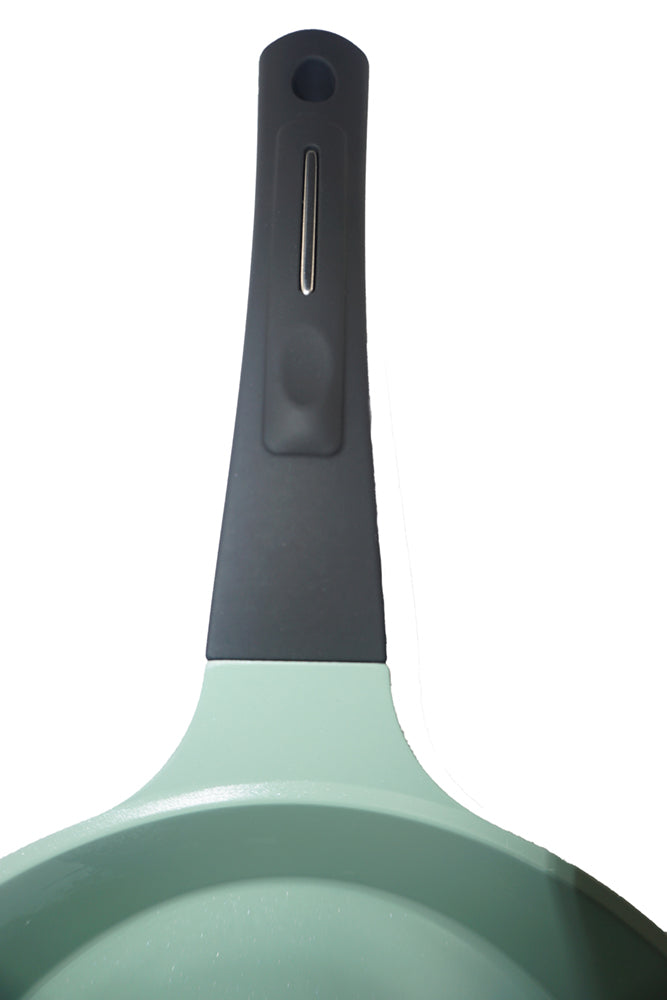 EUROCOOK Jade Powder Coated Ceramic Non-Stick Cookware Set - 3 Piece PFOA Free Frying Pans for Healthy Cooking | Perfect for Sauteing, Frying & Omelets in Modern Kitchens