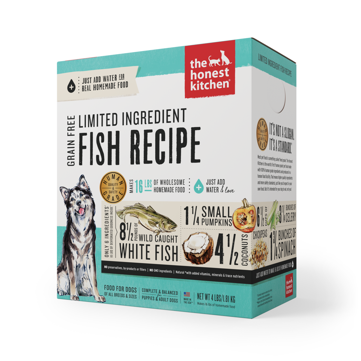 The Honest Kitchen L.I.D. Fish & Coconut Grain-Free Dehydrated Dog Food - Limited Ingredient Diet for Dogs with Sensitive Stomachs - Perfect for Travel, Camping & Emergency Pet Food Supply