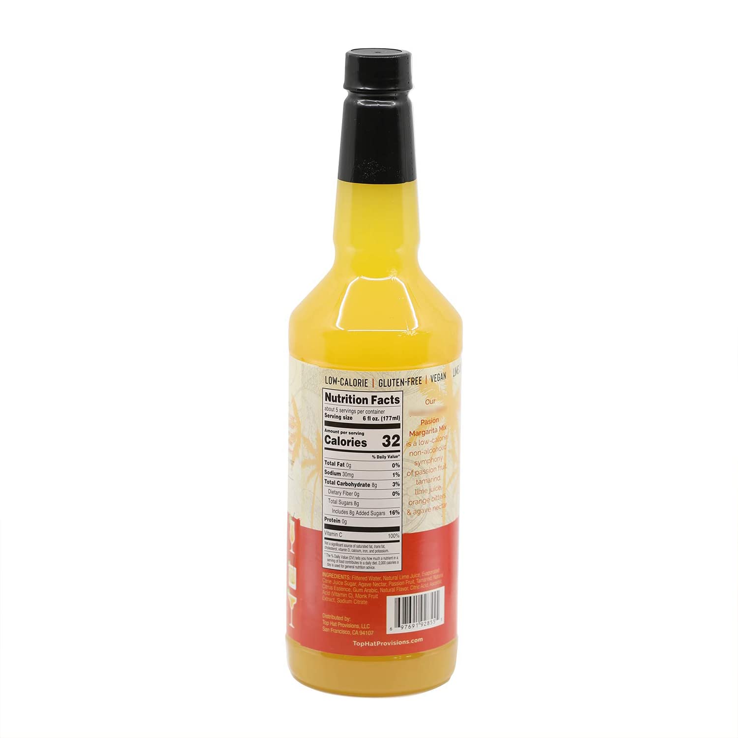 Premium Passion Fruit Margarita Mix - Handcrafted with Real Passion Fruit, Organic Agave Nectar & Lime Juice - Low Calorie Cocktail Mixer - 32oz Bottle - Perfect for Parties, Summer BBQs & Tropical Themed Events