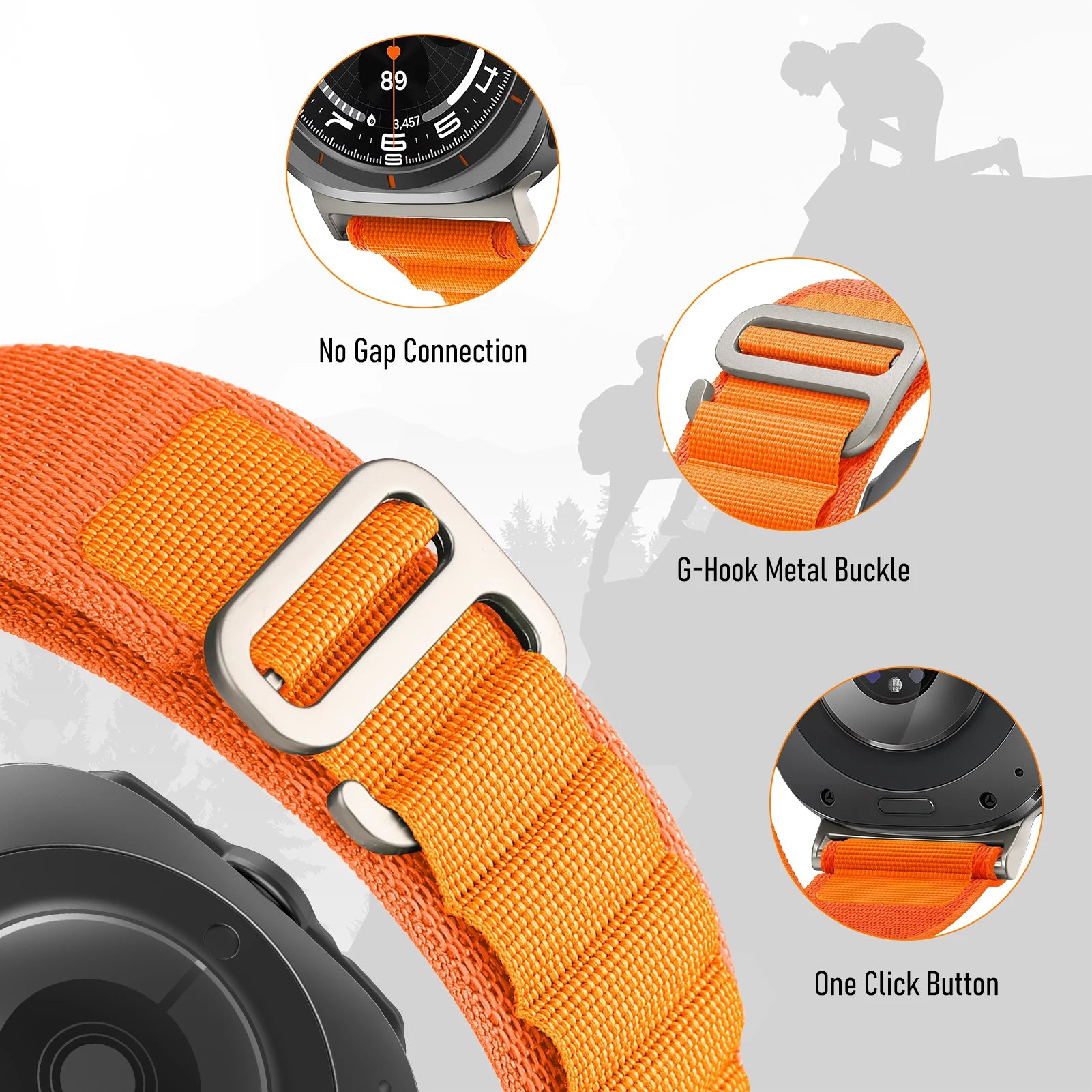 Premium Alpine Ultra Nylon Loop Strap for Samsung Galaxy Watch Ultra - Durable, Comfortable & Adjustable Replacement Band for Outdoor Sports & Daily Wear