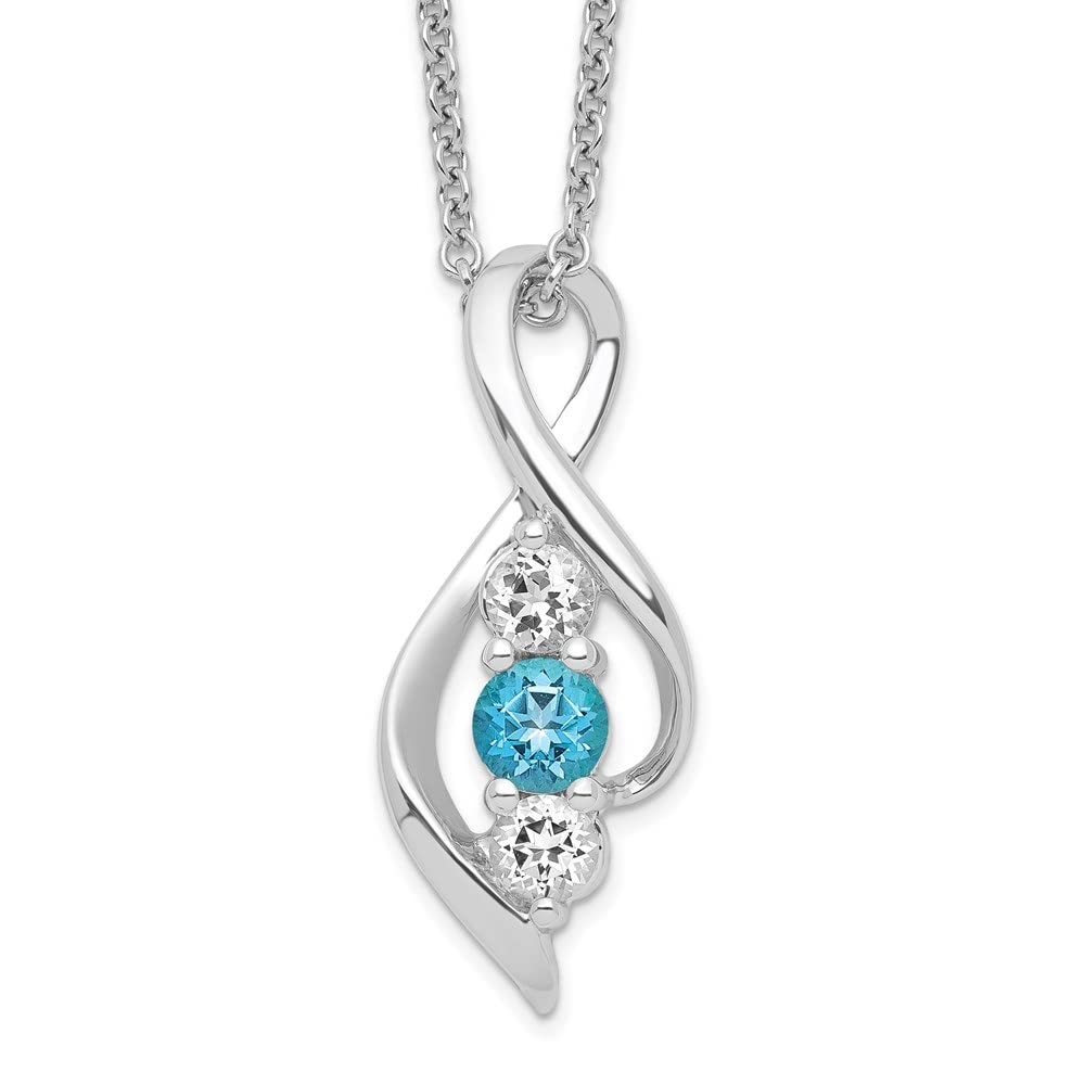 Sterling Silver Survivor Clear & Blue Topaz Legacy Necklace for Women | Elegant Birthstone Jewelry Gift for Mom, Wife, Daughter | Perfect for Anniversaries, Birthdays & Special Occasions
