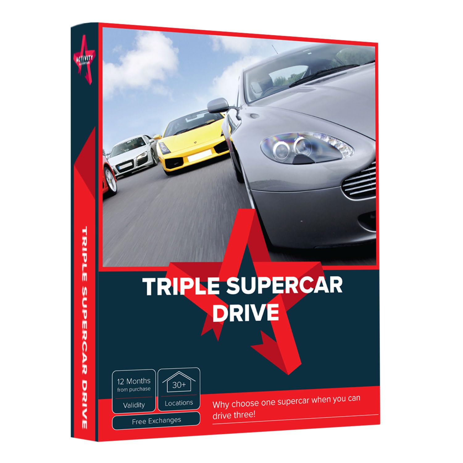 Triple Supercar Driving Experience Gift Voucher - 18-Month Validity, 35+ UK Locations | Track Days, Birthday Gifts & Adventure Gifts for Men | Perfect for Car Enthusiasts, Special Occasions & Thrill Seekers