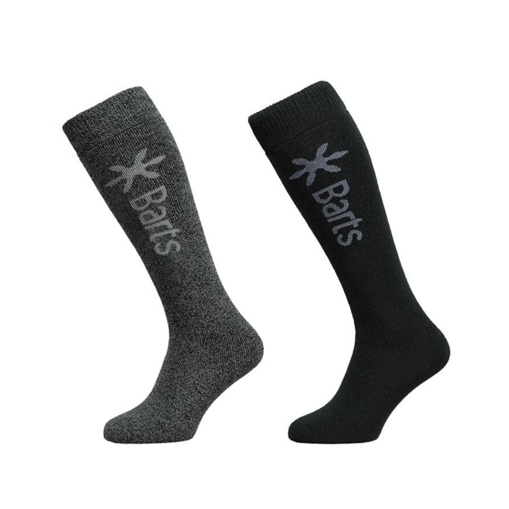 Barts Twin Pack Ski Socks - Warm & Cushioned Winter Socks for Men & Women (Anthracite & Black) - Perfect for Skiing, Snowboarding & Cold Weather Activities