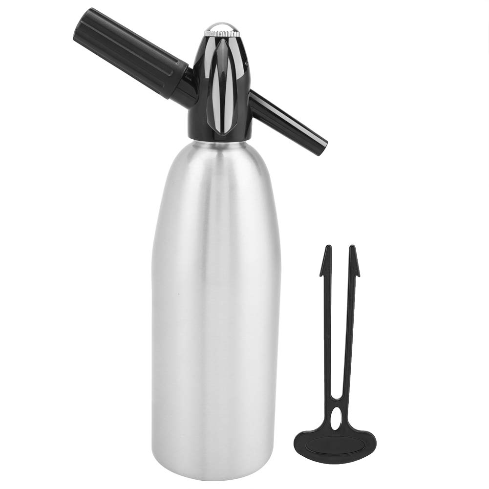 1L Stainless Steel Soda Siphon with Pressure Regulator - Portable Sparkling Water Maker for Cocktails, Juice & Carbonated Drinks | Home Bar, Party & Kitchen Use (Silver)