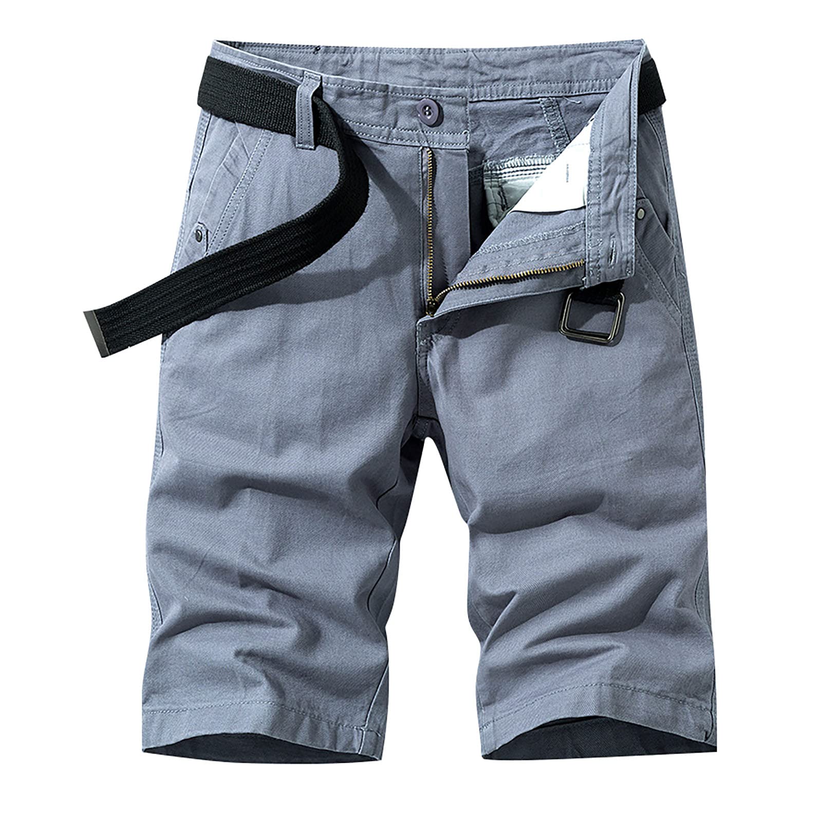 Tantisy Men's Casual Lightweight Cargo Pants with Belt & Multi-Pockets - Durable Combat Work Pants for Outdoor, Hiking & Daily Wear