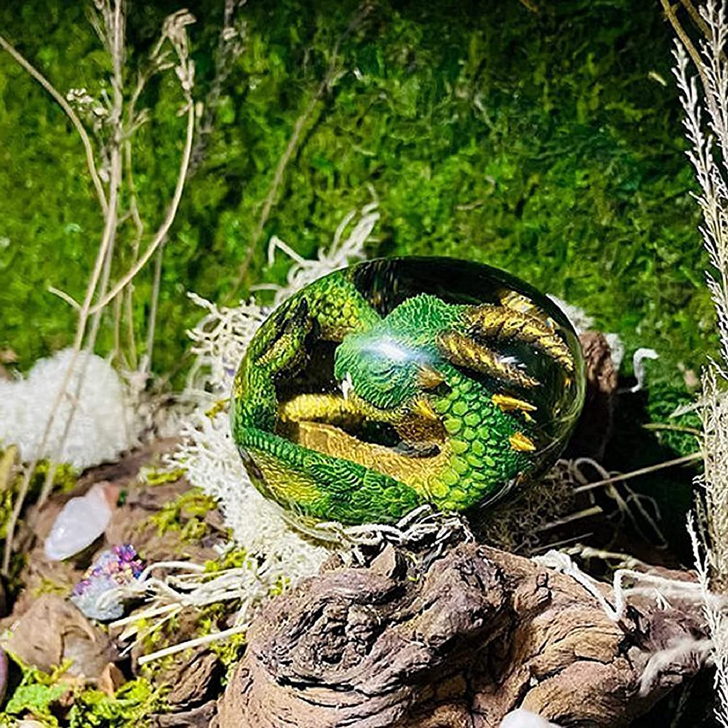 Handmade Crystal Transparent Resin Lava Dragon Egg Ornament - Unique Fire Dragon Sculpture Souvenir for Desktop Decor | Exquisite Gift for Collectors & Fantasy Lovers | Perfect for Home Office Display, Gaming Room Decor, and D&D Enthusiasts
